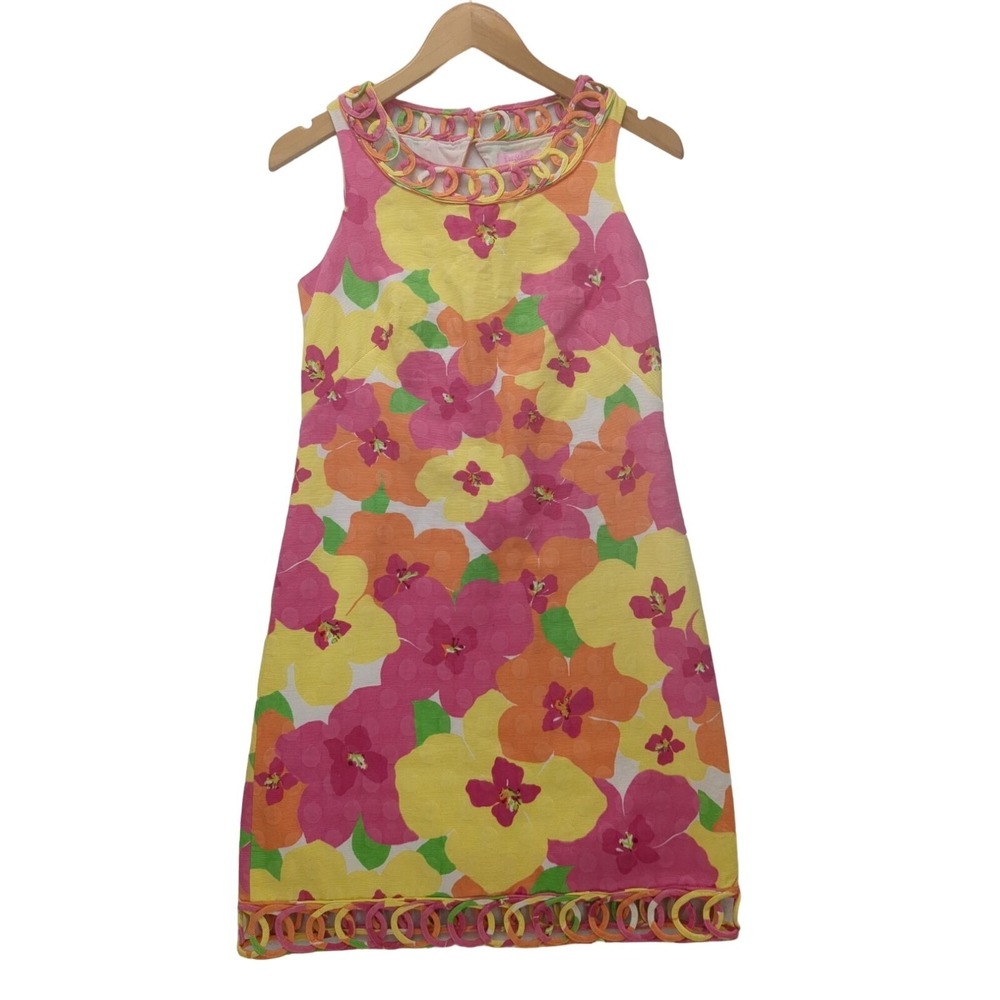 Lilly Pulitzer Shift Dress Womens 0 Floral Punch Sleeveless Preppy Resort